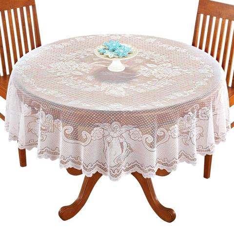 1pcs Christmas Decoration Round White Lace Tablecloth Rectangle Christmas Angel Table Cover For Home Kitchen Cloth Party Supply ► Photo 1/4