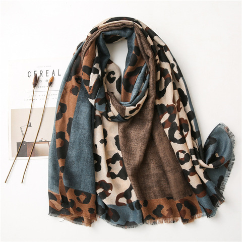 Women Fashion Leopard Patchwork Fringe Viscose Shawl Scarf Lady High Quality Wrap Pashmina Stole Bufandas Muslim Hijab 180*90Cm ► Photo 1/6