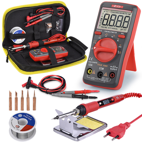 JCD Soldering iron with USB Charging Digital multimeter kit Adjustable Temperature Auto Ranging AC/DC tester multimetro UM16 ► Photo 1/6