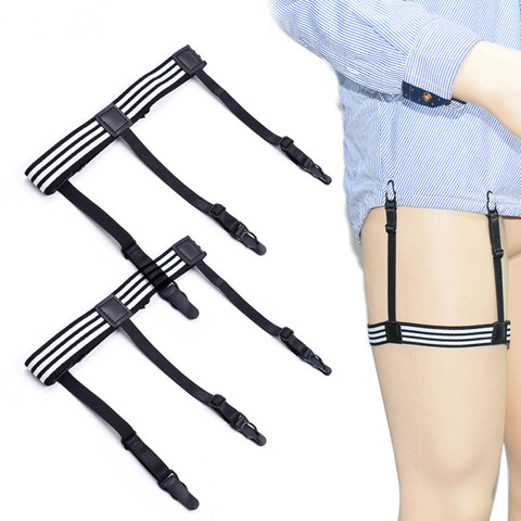 1 Pair Elastic Mens Shirt Stays Striped Suspenders Straps Anti-skid Belt Garters Nylon Adjustable Shirt Holders For Male ► Photo 1/6