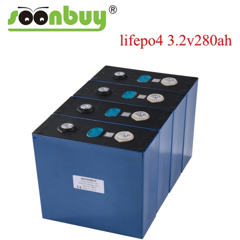 4PCS 3.2V280Ah Lithium Iron Phosphate Cell solar12V280AH 12V300Ah cells   lifepo4 Rechargeable Battery EU US TAX FREE ► Photo 1/6