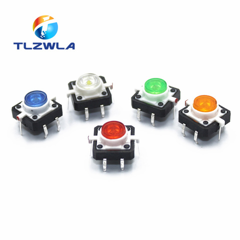 5pcs 12X12X7.3 Tactile Push Button Switch Momentary Tact LED 5 Color 12X12X7.3mm 12*12*7.3mm ► Photo 1/6