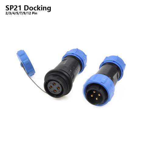 SP21 IP68 Butt Type Waterproof Connector 2 3 4 5 7 9 12 Pin electric power Docking Plug Socket Wire Aviation Connectors ► Photo 1/6
