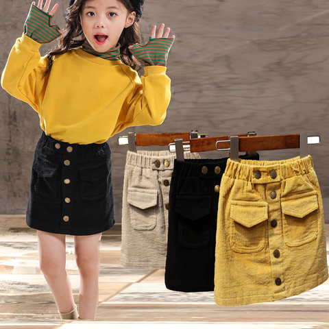 Baby Girl Skirt Spring And Autumn Children'sCorduroy SkirtCotton Gray Velvet Skirt Children'sClothing ► Photo 1/6