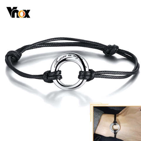 Vnox Free Custom Urn Ashes Bracelets for Men Women Adjustable Rope Circle of Life Eternity Memorial Gifts Cremation Jewelry ► Photo 1/6