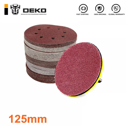 DEKO 125mm Round Sandpaper Eight Hole Disk Sand 12 Sheets Polishing Discs Abrasive Tools 40 pieces/ lot ► Photo 1/6