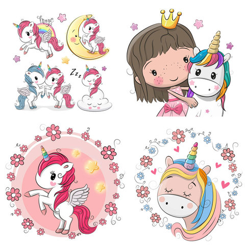 Iron on patches cute unicorn Thermal Transfers for Clothing Cartoon Animal  Heat Transfer Vinyl Stickers on Baby Clothes