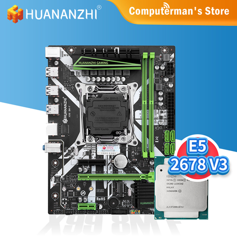 HUANANZHI X99 8M F X99 Motherboard combo kit set Intel XEON E5 2678 V3 support 2 * DDR4 RECC NON-ECC memory M.2 NVME USB3.0 ► Photo 1/5