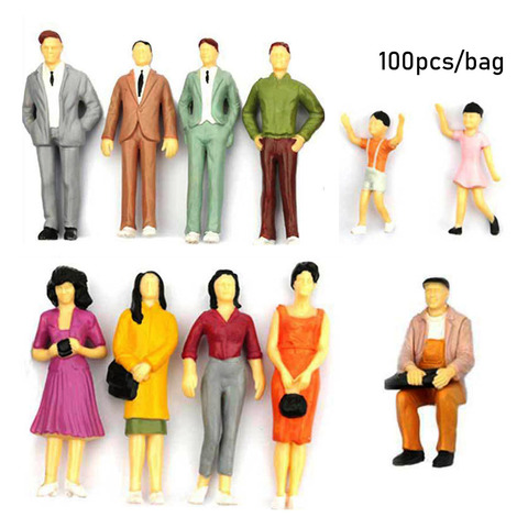 100Pcs Model Building People Figures Passengers Train Scenery DIY Character 1:100/1:150 Scale Mixed Color Pose Model ► Photo 1/6
