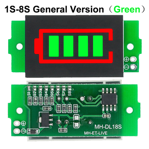1-8S 1S/2S/3S/4S Single 3.7V Lithium Battery Capacity Indicator Module 4.2V Display Electric Vehicle Battery Power Tester Li-ion ► Photo 1/6