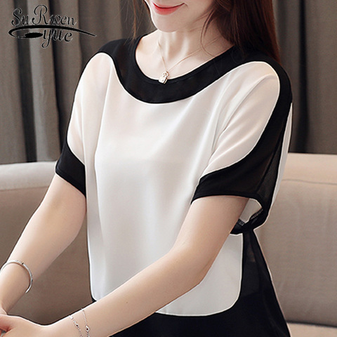 blusas mujer de moda 2022 short Sleeve summer women blouses plus size tops chiffon white blouse womens tops and blouses 3397 50 ► Photo 1/6
