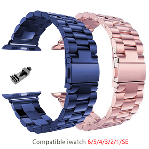 stainless steel iwatch band for apple watch 6/se/5/4/3/2/1 40mm 44mm strap metal bracelet for iwatch 38mm 42mm wristband loop ► Photo 1/6