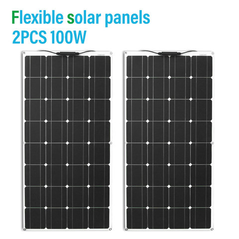 12v flexible solar panel kit 100w 200w 300w monocrystalline bendable  solar panel for home car boat roof  солнечная панель ► Photo 1/6