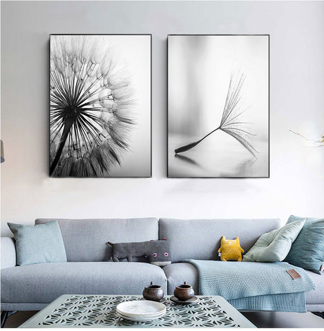 Dandelion Flower Canvas Painting Modern Black White Art Pictures for Home Decoration Living Room Abstract Wall Poster No Frame ► Photo 1/6