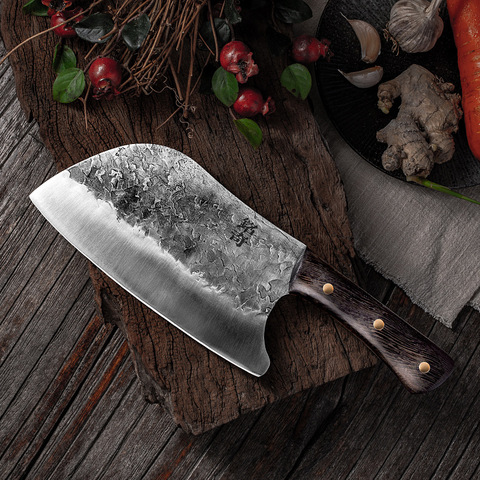 CHUN Traditional Handmade Forged Kitchen Knife Hammer Stainless Steel Chef's Chopper Cooking Knives Wooden H Meat Slicer Butcher ► Photo 1/6