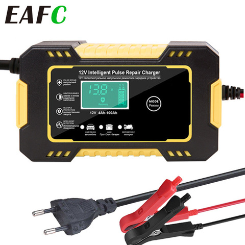 Car Battery Charger 12V 6A Touch Screen Pulse Repair LCD For Auto Moto Fast Power Charging Wet Dry Lead Acid Digital LCD Display ► Photo 1/6