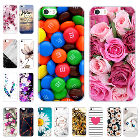 For iPhone 5s SE 5 Case Cover Silicone Soft TPU Cover Print Flower Cute Animal Phone Case For iPhone 6s 6 7 8 Fundas Cases ► Photo 1/6