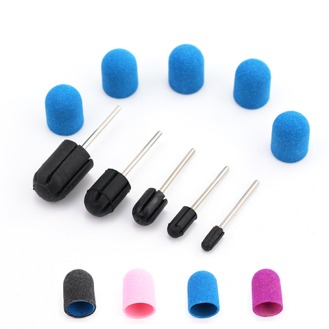 6pcs Nail Drill Bits Sanding Caps Multi-size Milling Nail Plastic Base Electric With Rubber Grip Cuticle Polishing Foot Cuticle ► Photo 1/6