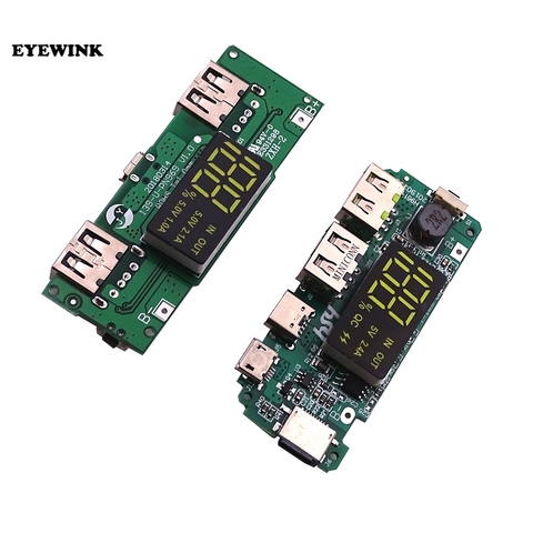 LED Dual USB 5V 2.4A Micro/Type-C USB Mobile Power Bank 18650 Charging Module Lithium Battery Charger Board Circuit Protection ► Photo 1/6