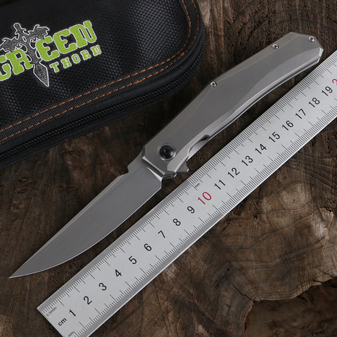 Green thorn Ｍini persian flipper knife D2 blade Titanium alloy handle Camping outdoor fruit knife practical folding knife EDC ► Photo 1/6