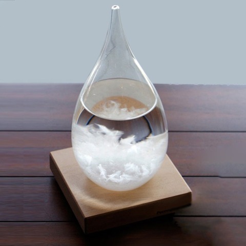 Mini Desktop Droplet Storm Glass Bottle Weather Forecast Predictor Monitor Barometer With Wooden Base Home Decor ► Photo 1/6