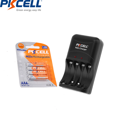 PKCELL 4Pcs AAA 1.6V 900mWh Ni-Zn AAA Rechargeable Battery batteries AAA pack with NiZn Charger for NIZN AA/AAA Battery ► Photo 1/6
