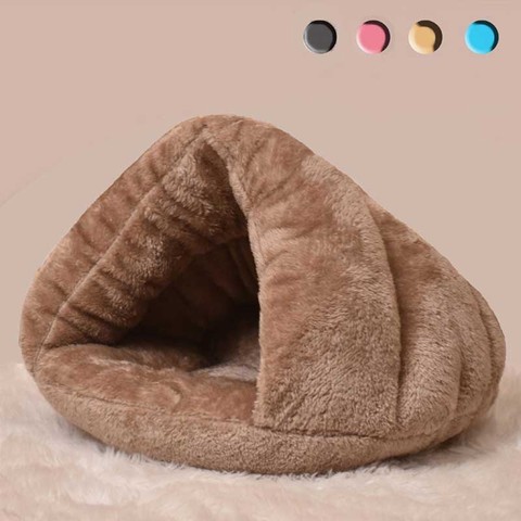 Puppy Pet Cat Dog Soft Warm Nest Kennel Bed Cave House Sleeping Bag Mat Pad Tent S L Coffee Pets Winter Removable Warm Cozy Beds ► Photo 1/6