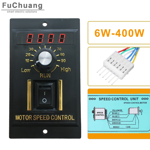 Speed Regulator UX-52 LED display AC 220V Motor speed controller 6W to 400W with filter capacitor Forward & Backward 50/60hz ► Photo 1/6