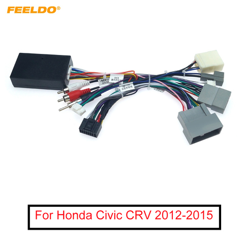 FEELDO Car Audio Radio CD Player 16PIN Android Power Calbe Adapter With Canbus Box For Honda Civic CRV Media Wiring Harness ► Photo 1/6