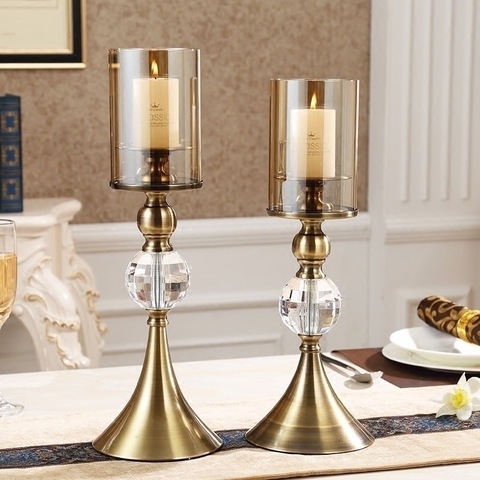 Single Candle Holder Romantic Crystals Candlestick Luxury Candle Stand Home Table Decoration ► Photo 1/6