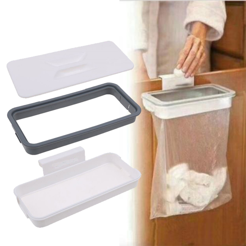 Kitchen Trash Bag Storage Rack Cupboard Food Waste Containers Hanging Holders 