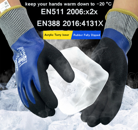Freeze Flex Oil Resistant Food Insulated Warm Winter Garden Waterproof Skiing Anti Cold Micro Thermal Nitrile Safety Work Glove ► Photo 1/6