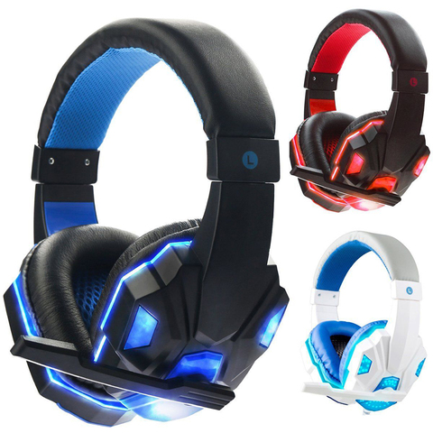 2022 New Gaming Headset Headphones With LED Light Mic Stereo Earphones Deep Bass For PC Computer Gamer Laptop Auriculares ► Photo 1/6