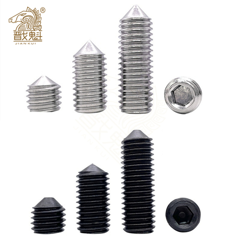 50pcs M2.5 M3 M4 M5 M6 DIN914 304 stainless Black grade 12.9 steel Hex Hexagon Socket Cone Point Grub Set Screw Tapered End Bolt ► Photo 1/4