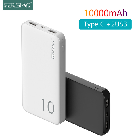 FERISING Dual USB + Type C Power Bank 10000mAh PowerBank 10000 mAh Charger Portable External Battery Charging For Xiaomi Mi 10 9 ► Photo 1/6