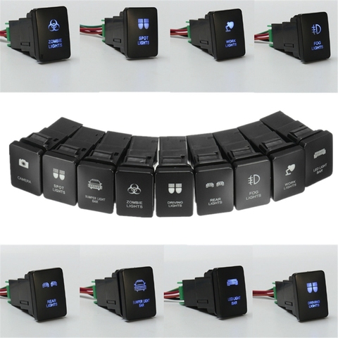 12V Blue LED Light Illuminated Switch On/Off 33x22mm For Toyota Landcruiser Yaris RAV4 ► Photo 1/6