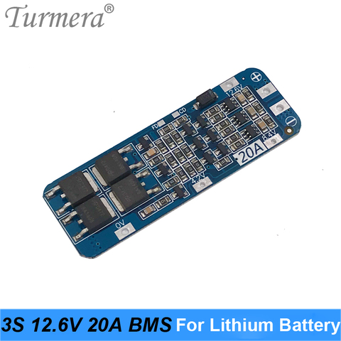 Turmera 3S 20A BMS 10.8V 12.6V 18650 Lithium Battery Protected Board for Screwdriver Battery and Uninterrupted Power Supply  12V ► Photo 1/6