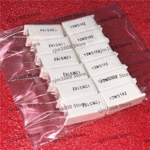 5Pcs ceramic 12W51R cement resistor 12W 51ohm 12W51RJ 12W 51RJ 12W 51R 12W51ohm 12W51 ohm 5% Vertical resistor ► Photo 1/1