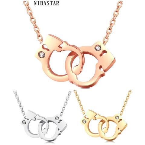 HOT Stainless steel Handcuff Pendant Necklace For Women Girls Steampunk Fashion Jewelry Lover's  Valentine's Day Gifts NEW ► Photo 1/6
