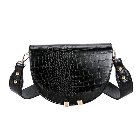 Elegant Crocodile Pattern Crossbody Bag For Women Half Round Solid Pu Leather Luxury Handbag Women Bag Designer Shoulder Bag #38 ► Photo 1/6