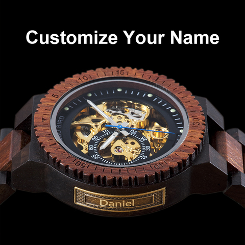Automatic Mechanical BOBO BIRD Wood Watch Men Luxury Wooden Wristwatch Forsining personalise Gift Dad relogio masculino de luxo ► Photo 1/6