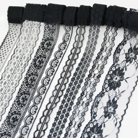 (10 yards/roll) Black lace fabric  ribbon Webbing Decoration Lovely gift packing Material ► Photo 1/5