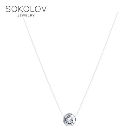 Collier on the line SOKOLOV of silver with phianite fashion jewelry 925 women's male ► Photo 1/3