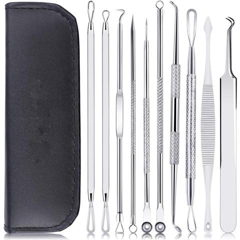 Beauty Blackhead Remover 10Pcs Stainless Steel Extractor Pimple Acne Tool Kit Face Skin Care Tools Needles Facial Pore Cleaner ► Photo 1/6