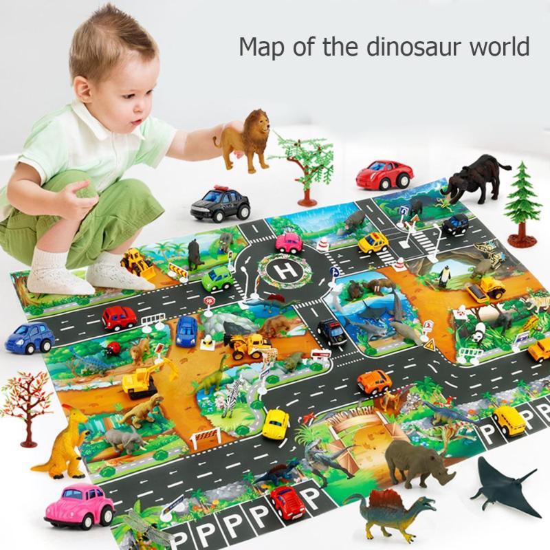 World Map Traffic Play Mat Rug Carpet Car Vehicles Track Toy Infant Crawling 