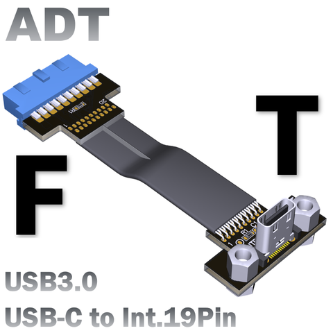 USB 3.1 Type C To Internal Mainboard 19Pin/20Pin Ribbon EMI shielding Flat Cable FPC 90 degree Angle Connector up downward ► Photo 1/5