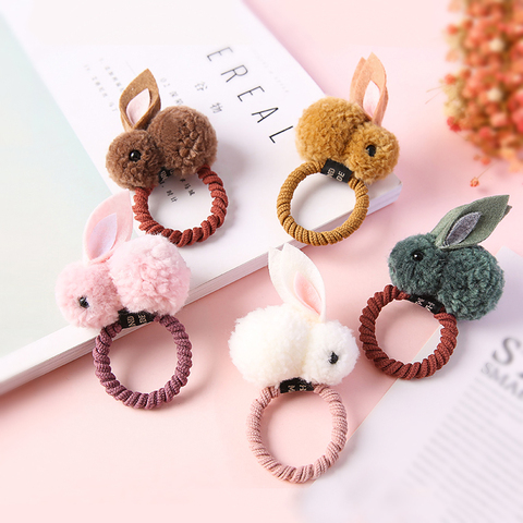 Fashion Cute Ball Rabbit Hair Ring Female tie rope Korean Elastic Rubber Hair Bands Bunny Hair Rope Children's Hair Accessories ► Photo 1/6
