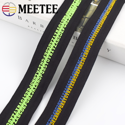 Meetee 2/4M 5#/8# Resin Coded Zipper Individuality Alphabet Special Code Cutting Zippers + Silder for Backpack Clothes Decor Zip ► Photo 1/6