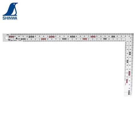 SHINWA Penguin Carpenter's Square Wide Hard Chrome Finish Stainless Steel Right Angle Ruler for Inking Marking  Measuring ► Photo 1/6