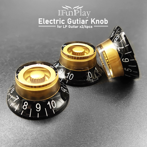 2/4pcs LP Electric Guitar Volume Tone Knob Top Hat Straight Guitar Speed Control Knob Plastic Guitar Accessories Gold Black ► Photo 1/6